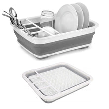 0804 Collapsible Folding Silicone Dish Drying Drainer Rack With Spoon Fork Knife Storage Holder