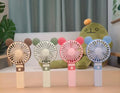 Happy Hues® Mini Portable USB Hand Fan| In-Built Battery-Rechargeable | Desk Fan- Foldable (Color- Blue, Design- Bear Ears)