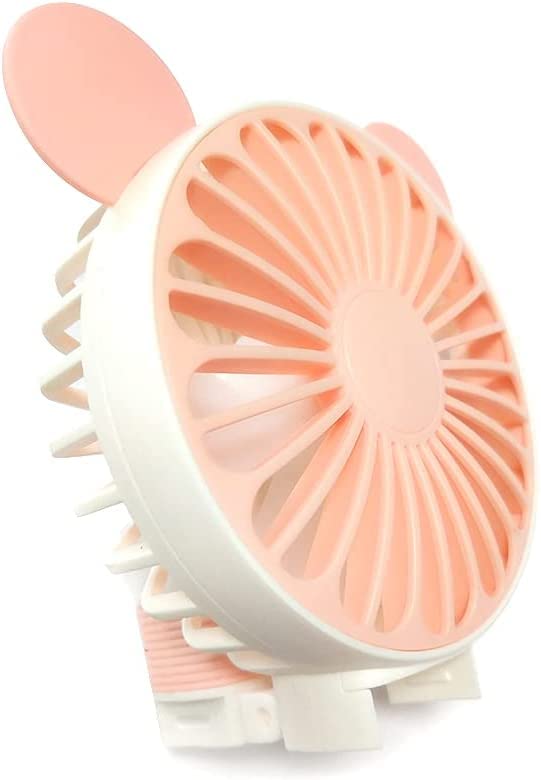 Happy Hues® Mini Portable USB Hand Fan| In-Built Battery-Rechargeable | Desk Fan- Foldable (Color- Blue, Design- Bear Ears)