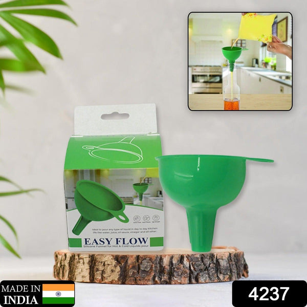 4237 Silicone Funnel For Pouring Oil Sauce Water Juice And Small Food-grainsfood Grade Silicone Funnel (1 Pc Green)