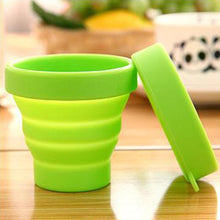 Round Silicone Foldable Glass  Cup Foldable Travel Mug With Lid (1 Pc)