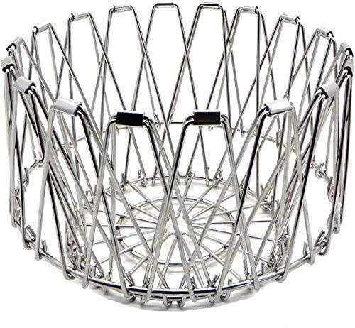 3040 Multipurpose Fruit Basket Stainless Steel Wire Bowl Foldable Basket For Vegetable  Fruits  Dining