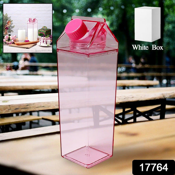 17764 Plastic Milk Carton Colorful Clear Water Bottle 17 Oz Portable Milk Box Leakproof Square Juice Bottle For Outdoor Sports Travel Camping