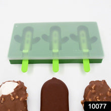 10077 Ice Cream Mould Popsicle Mold Cactus Shape Ice Pop Molds Homemade Popsicle For Diy Ice Popsicle 3-cavity Summer Food Kitchen Tools (1 Pc)