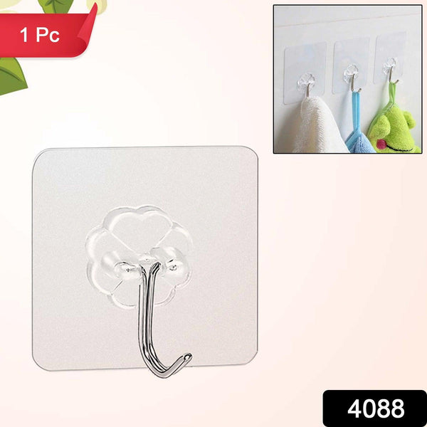 Multipurpose Strong Small Plastic  Stainless Steel Adhesive Flower Wall Hooks (1 Pc)