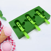 10077 Ice Cream Mould Popsicle Mold Cactus Shape Ice Pop Molds Homemade Popsicle For Diy Ice Popsicle 3-cavity Summer Food Kitchen Tools (1 Pc)