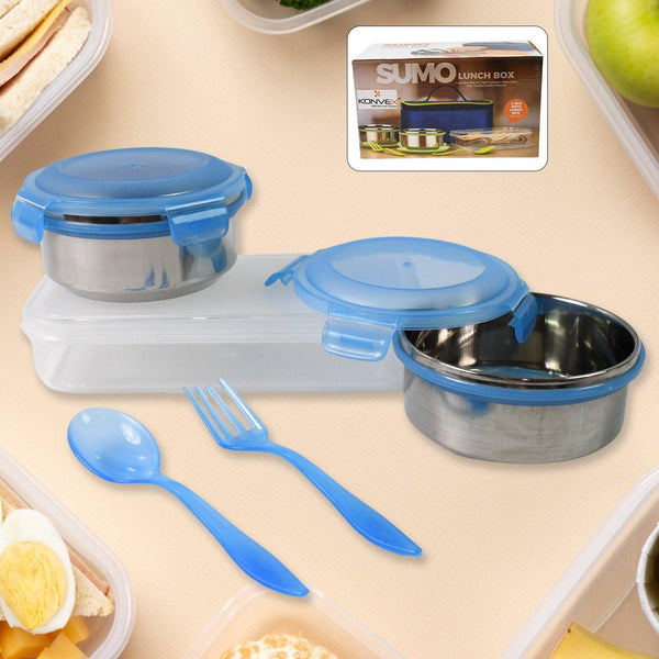 Sumo Lunch Box With Lunch Bag Plastic Lunch Box  Plastic Spoon Fork (2 Pc Set  With Lunch Box)