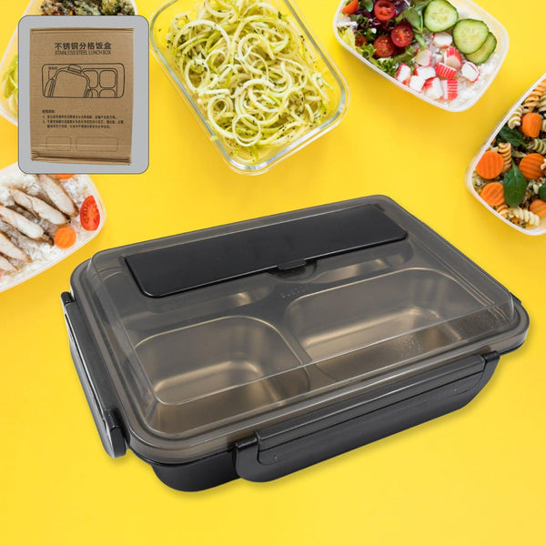 10034 4 Compartment Insulated Lunch Box Stainless Steel Tiffin Box For Boys Girls School  Office Men For Microwave  Dishwasher  Freezer Safe Adult Children Food Container (1 Pc)