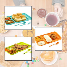 2037 4compartment Dish With Spoon And Fork(1 Dish Set With 1spoon And 1fork) Dinner Plate Plastic Compartment Plate Pav Bhaji Plate 4-compartments Divided Plastic Food Plate.