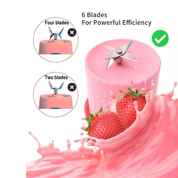 Blender Portable Juicer For Smoothie  Juice  Vegetable Shakes With 6 Blades Wireless Charging Mini Personal Size Mixer Bottle Grinder 420 Ml Multicolor