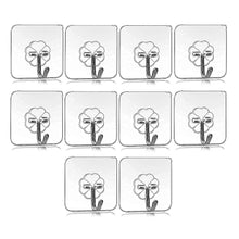 Self Adhesive Transparent Sticky Plastic  Stainless Steel Wall Hooks (10 Pcs Set)