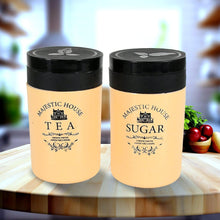 5640 Accurate Seal Tea Sugar Coffee Container Plastic Damru Shaped Tea Coffee Sugar Canisters Jar New Airtight Food Seal Containers For Salt Dry Fruit Grocery 2 Section (800 Ml Approx)